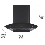 Hindware Chromia Black 60 Cm Wall Mounted Chimney (Motion Sensor,1200 M3/Hr Filter-less, Touch Control, Black -Made In India)