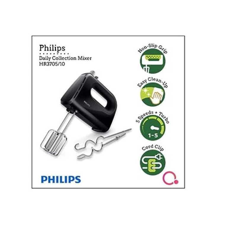 Philips HR3705/10 300 Watt Lightweight Hand Mixer, Blender