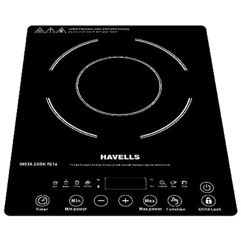 Havells Insta Cook TC 16 Energy Efficent Induction (Black), 1600watt, with 7 Cooking Option