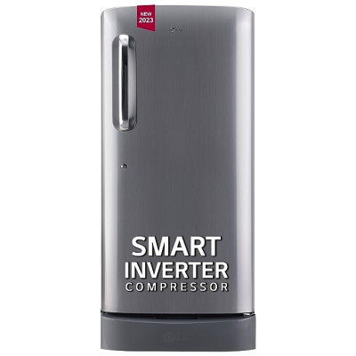 LG 205 L 5 Star Inverter Direct-Cool Single Door Refrigerator (GL-D221APZU, Shiny Steel, Base stand with drawer)