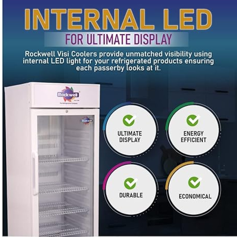 Rockwell 310Ltr, Single Glass Door Visi Cooler, Internal LED, Dynamic Cooling (RVC400A, White)