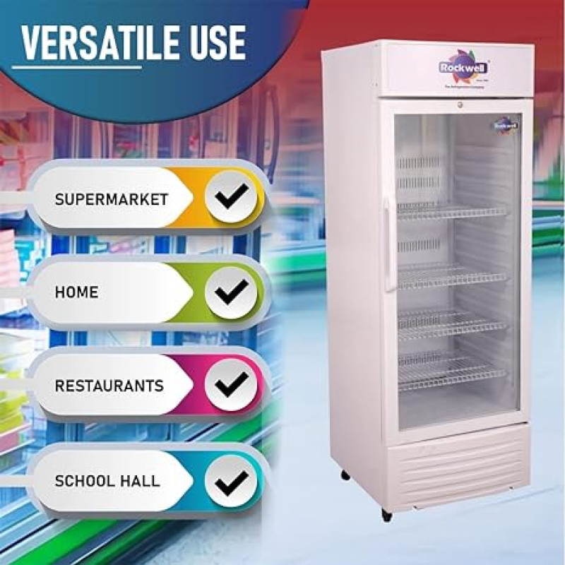 Rockwell 310Ltr, Single Glass Door Visi Cooler, Internal LED, Dynamic Cooling (RVC400A, White)