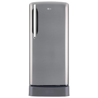 LG 201 L 5 Star Inverter Direct-Cool Single Door Refrigerator (GL-D211HPZZ, Shiny Steel, Base stand with drawer &amp; Smart connect, Gross Volume- 204 L)