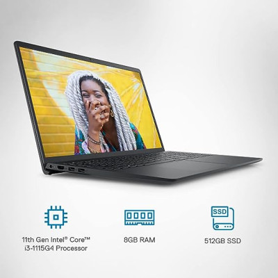 Dell Inspiron 3511 Laptop, Intel Core i3-1115G4/8GB DDR4/512GB SSD/Windows 11 + MSO'21/15.6" (39.62cm) FHD