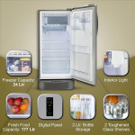 LG 201 L 5 Star Inverter Direct-Cool Single Door Refrigerator (GL-D211CPZU, Shiny Steel, Base stand with drawer)