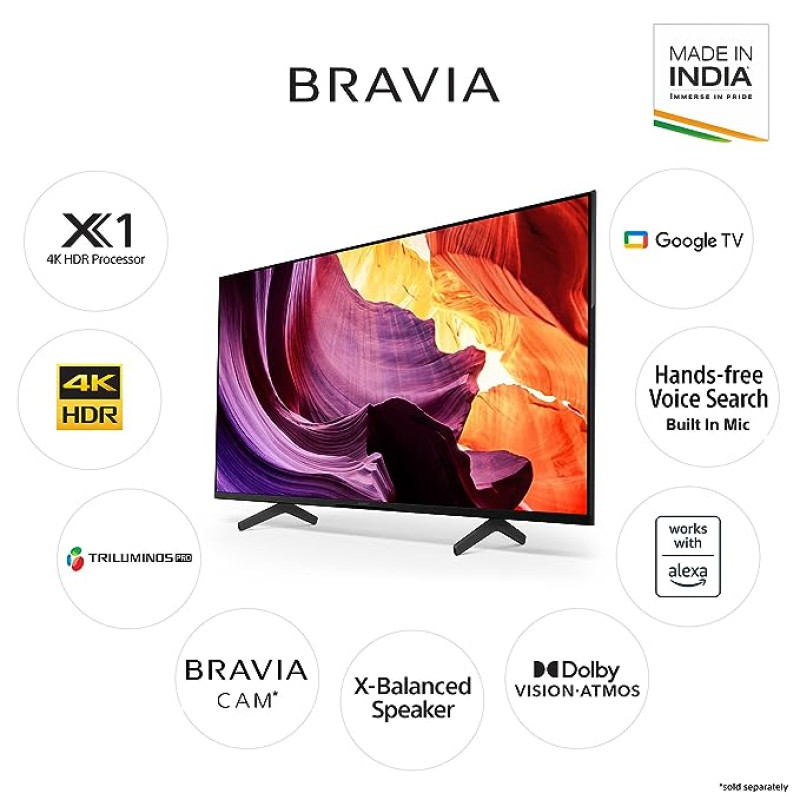 Sony Bravia 126 cm (50 inches) 4K Ultra HD Smart LED Google TV KD-50X80K (Black)