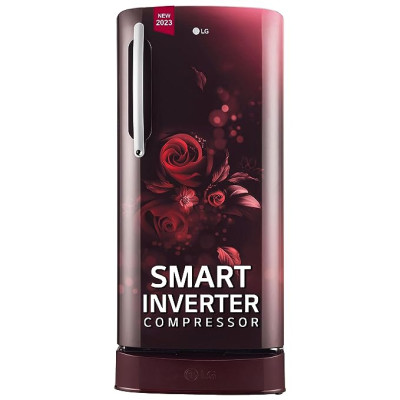 LG 201 L 4 Star Inverter Direct-Cool Single Door Refrigerator (GL-D211HSEY, Scarlet Euphoria, Base stand with drawer)