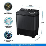 Samsung 8.5 Kg 5 Star Semi Automatic Top Load Washing Machine (WT85B4200GD/TL,DARK GRAY)