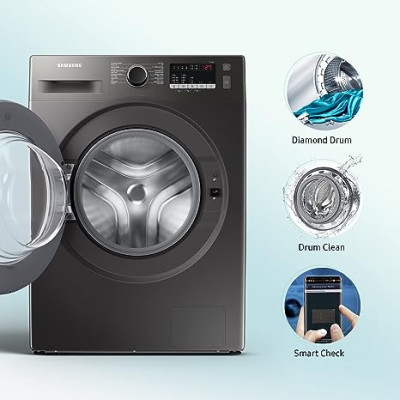 Samsung 7 Kg 5 Star Inverter Fully Automatic Front Load Washing Machine (WW70T4020CX1TL Inox, In-Built Heater)