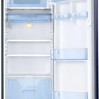 Samsung 184L 4 Star Digital Inverter Direct-Cool Single Door Refrigerator(RR20C2824HV/NL,Himalaya Poppy Blue) Base Stand Drawer