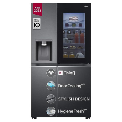 LG 635 L Frost-Free Inverter Wi-Fi InstaView Door In Door UVnano Side-By-Side Refrigerator with Water Dispenser (2023 Model, GL-X257AMCX)