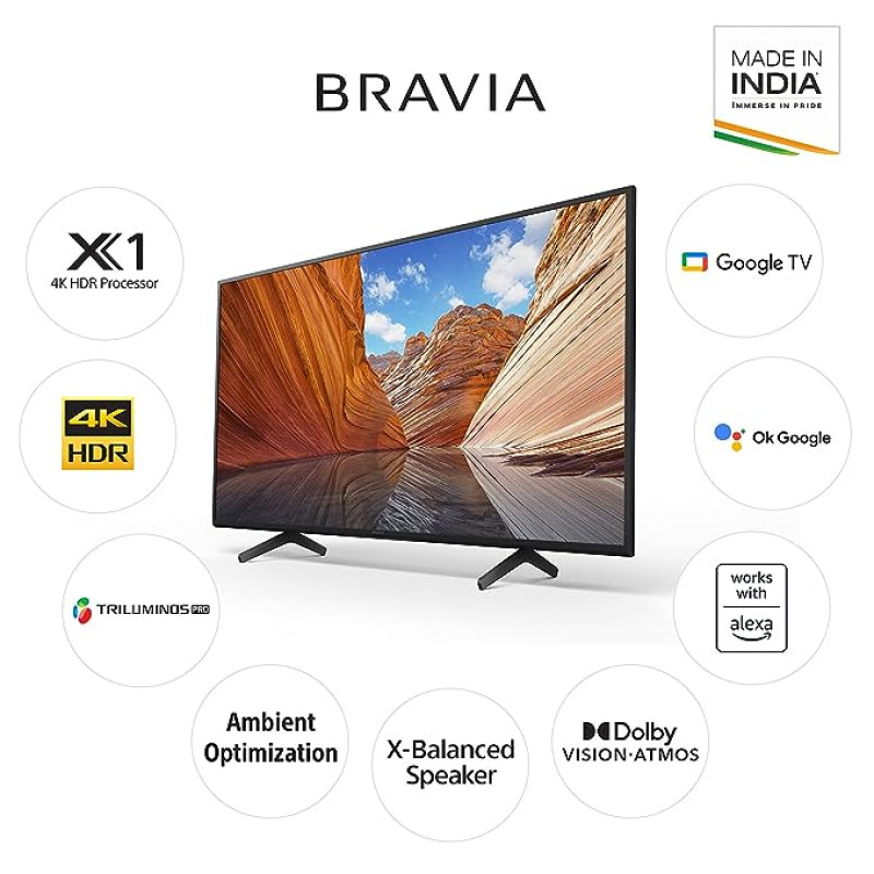 Sony Bravia 108 cm (43 inches) 4K Ultra HD Smart LED Google TV KD-43X80J (Black) (2021 Model) | with Alexa Compatibility