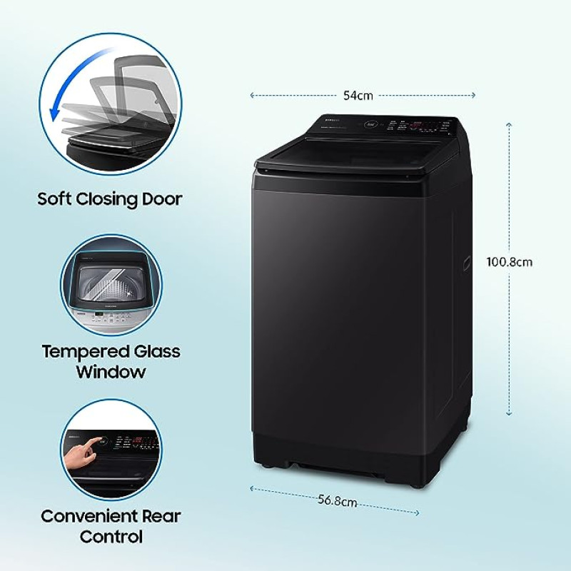 Samsung 9 kg, 5 star, Fully-Automatic Top Load Washing Machine (WA90BG4546BVTL, Black Caviar)