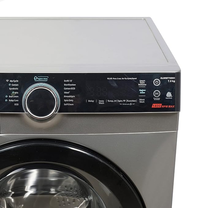 Lloyd 7.0 kg Fully Automatic Front Load Washing Machine (GLWMF70DK1, Dark Inox)
