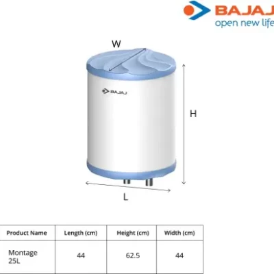 BAJAJ 25 L Storage Water Geyser (Montage, White &amp; Blue)