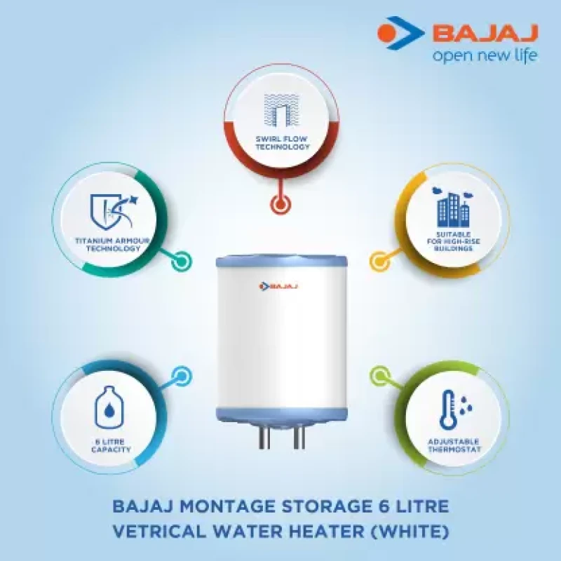 BAJAJ 15 L Storage Water Geyser (Montage, White &amp; Blue)