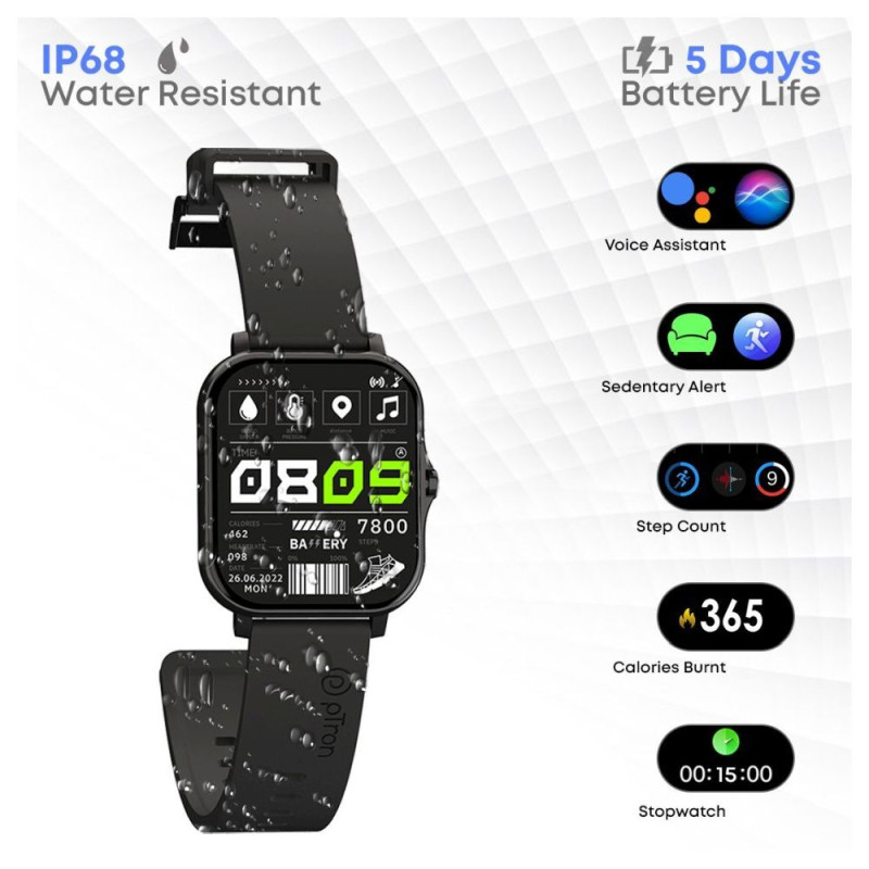 pTron Force X10 Bluetooth Calling Smart Watch with 1-year warranty, (1.7 Inch) Full Touch Display, Built-in Mic for Bluetooth Calling
